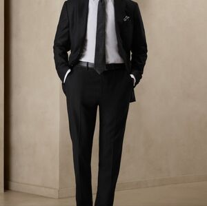Signature Banana Republic Black Italian Hopsack Suit // Dress Pant